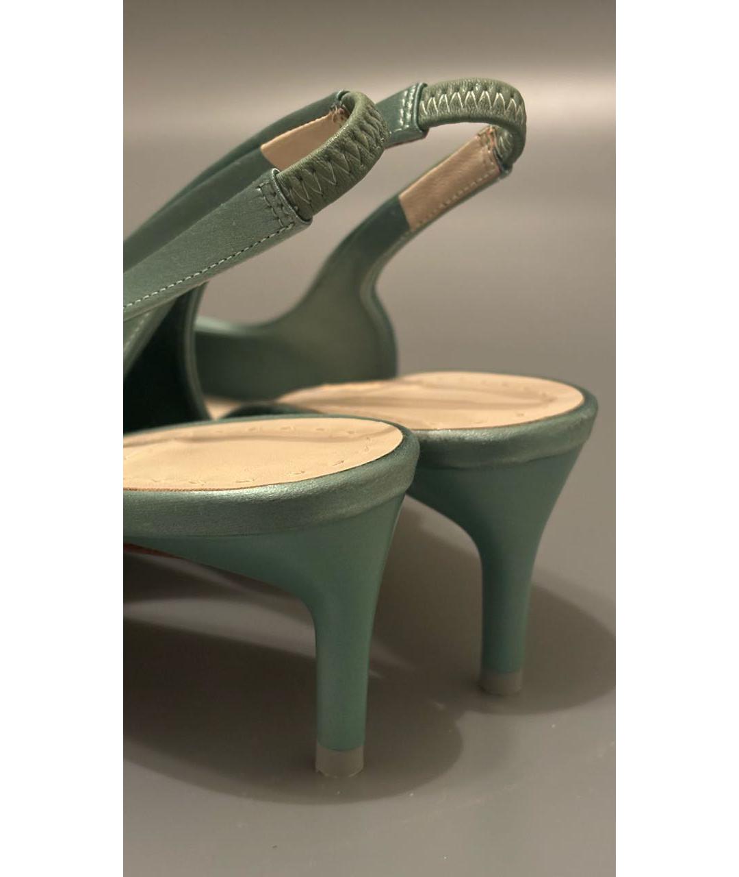 MAX MARA Салатовые текстильные лодочки на низком каблуке, фото 5