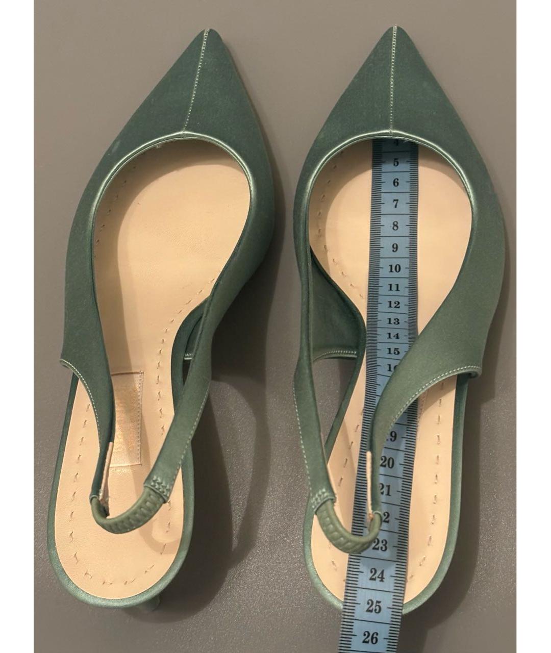 MAX MARA Салатовые текстильные лодочки на низком каблуке, фото 8