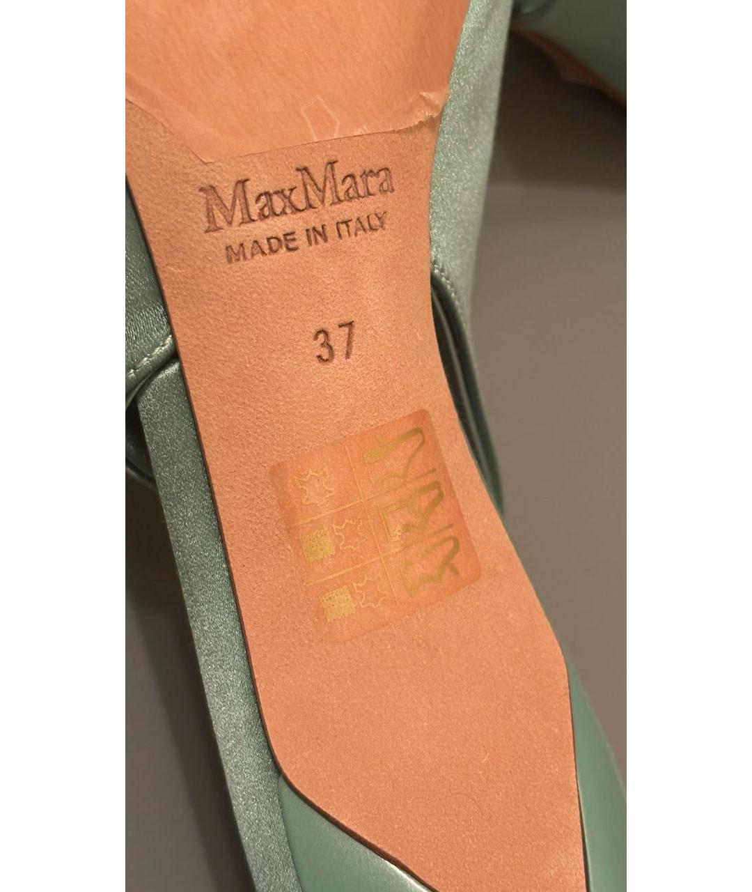 MAX MARA Салатовые текстильные лодочки на низком каблуке, фото 6