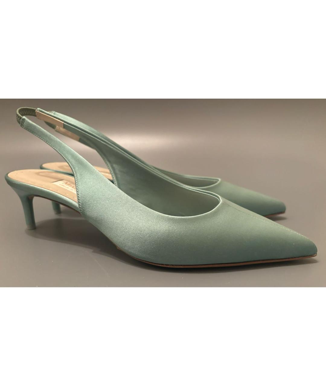 MAX MARA Салатовые текстильные лодочки на низком каблуке, фото 9