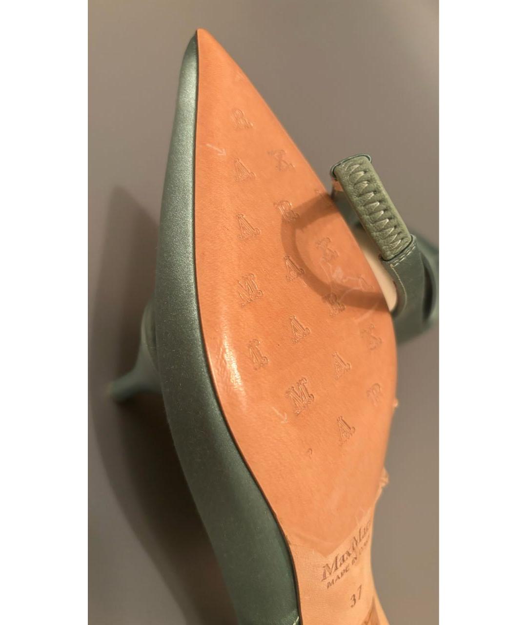 MAX MARA Салатовые текстильные лодочки на низком каблуке, фото 7