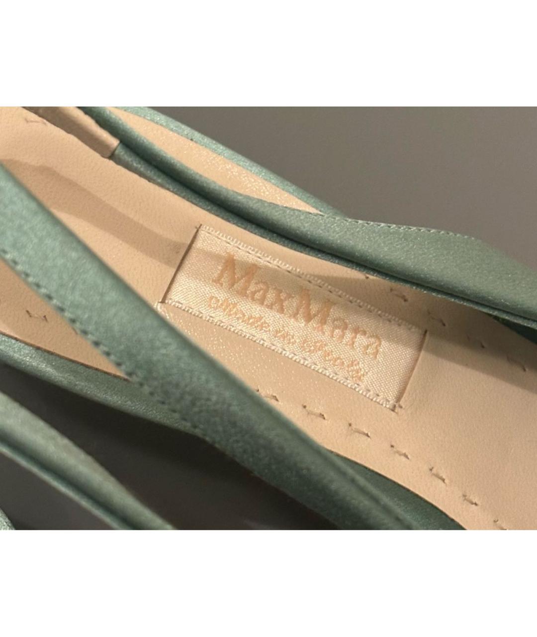 MAX MARA Салатовые текстильные лодочки на низком каблуке, фото 3