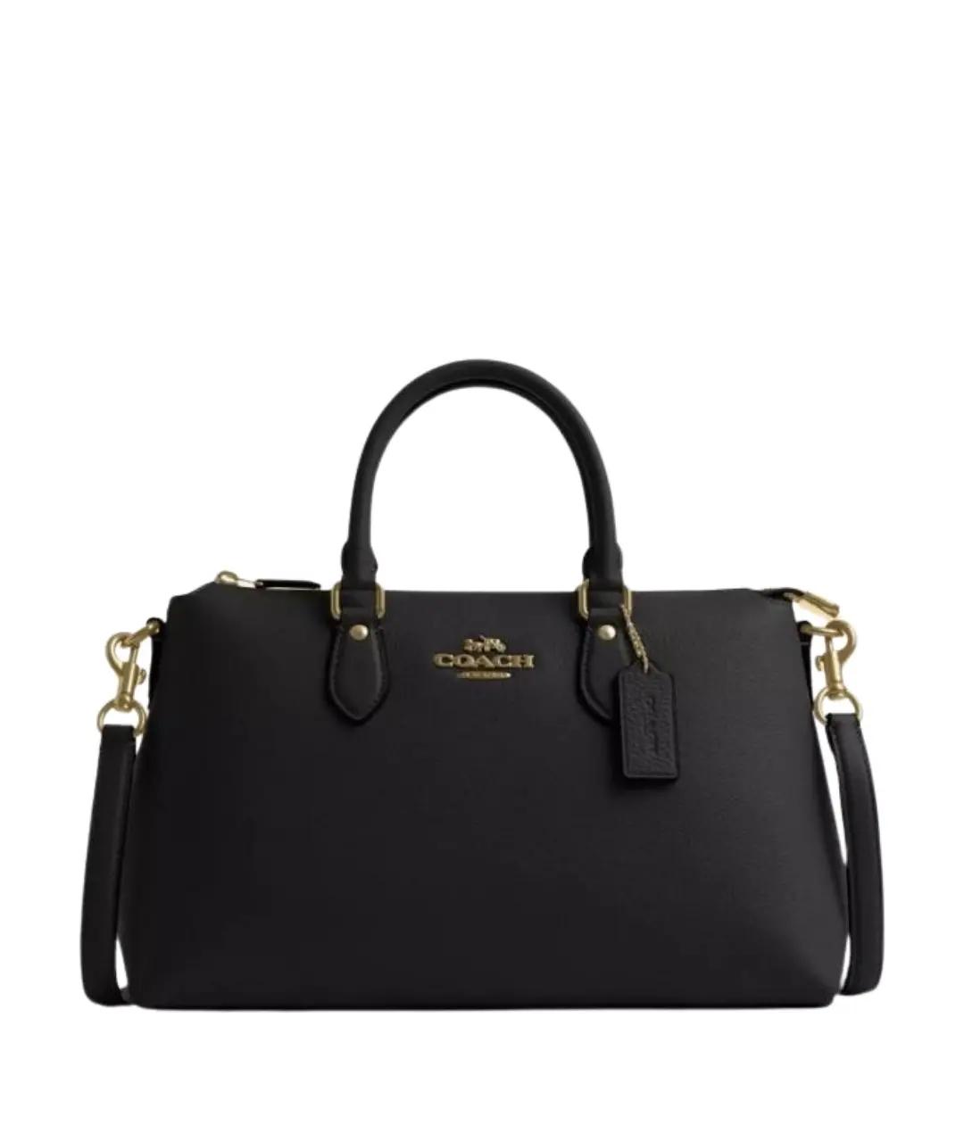 COACH Черная кожаная сумка тоут, фото 6
