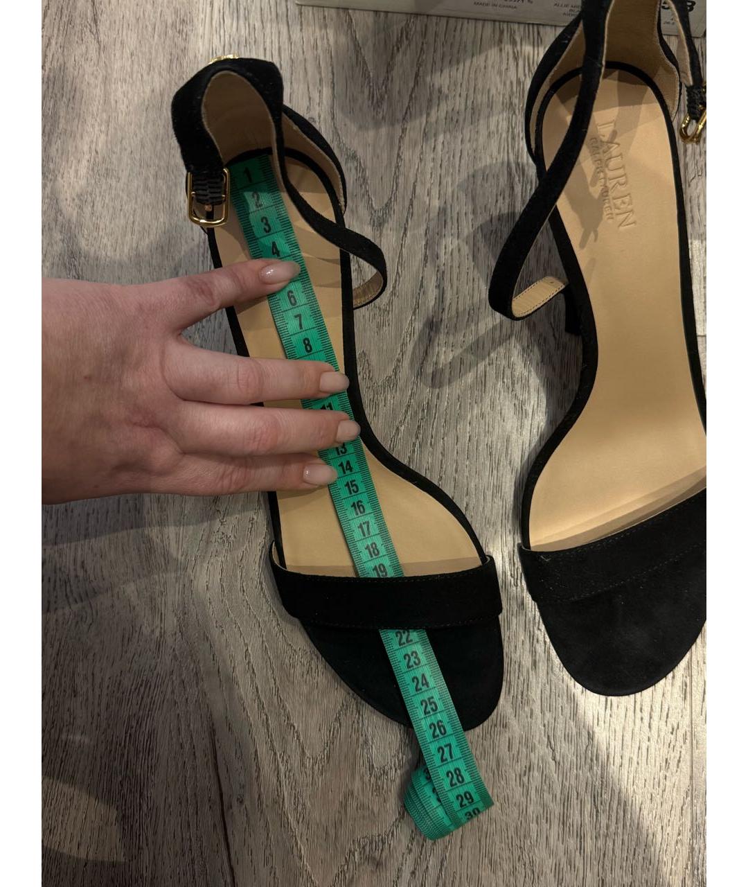 RALPH LAUREN Черные замшевые босоножки, фото 4