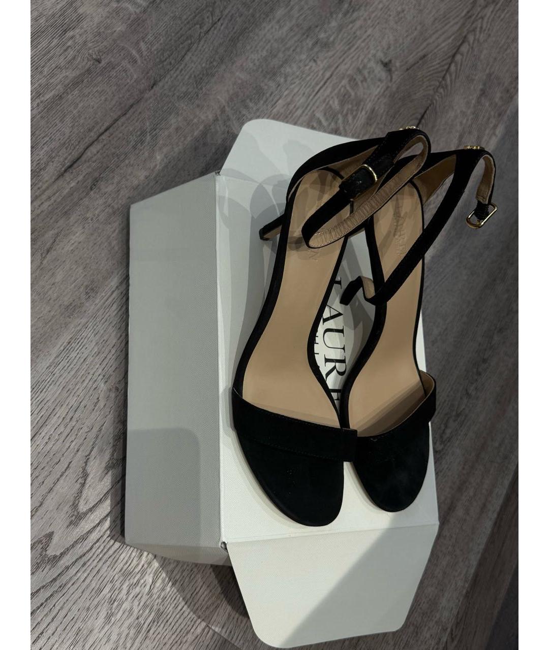 RALPH LAUREN Черные замшевые босоножки, фото 3