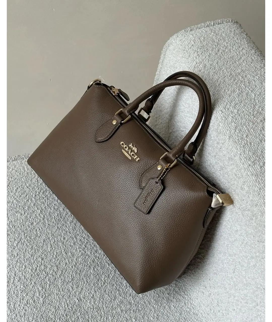 COACH Серая кожаная сумка тоут, фото 6