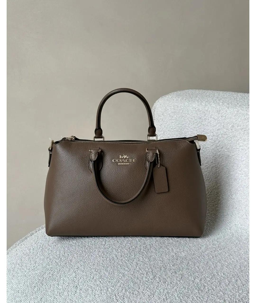 COACH Серая кожаная сумка тоут, фото 5