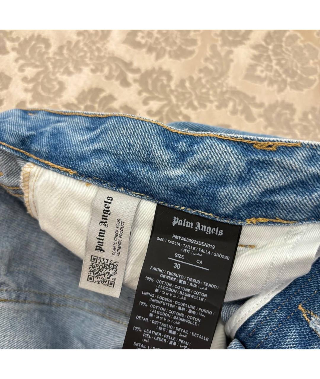 PALM ANGELS Голубые хлопковые джинсы скинни, фото 5