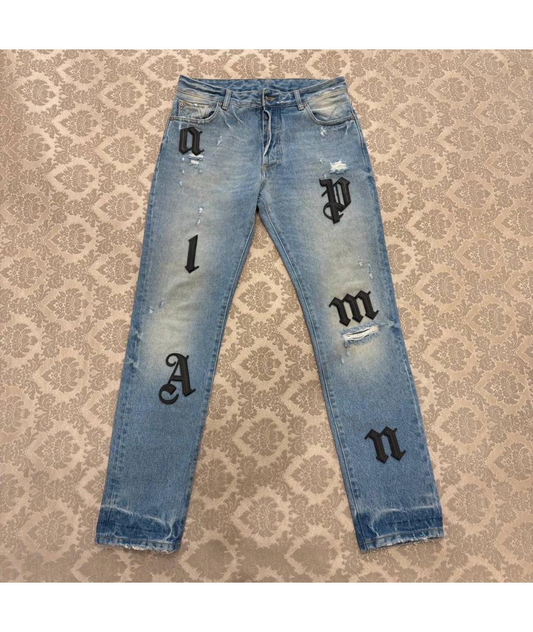 PALM ANGELS Голубые хлопковые джинсы скинни, фото 6