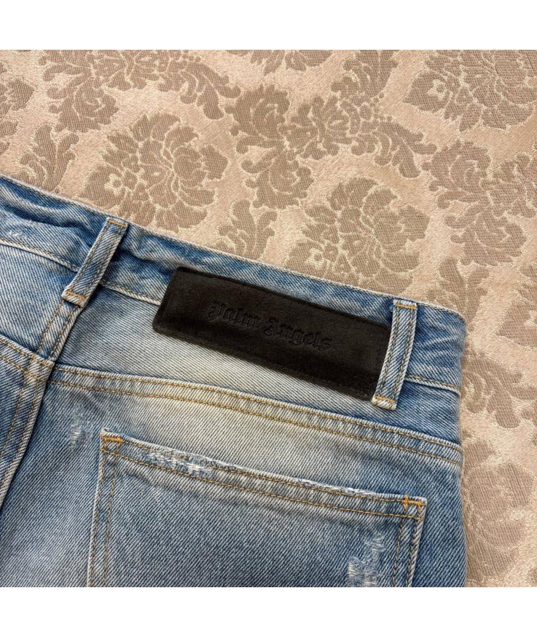 PALM ANGELS Голубые хлопковые джинсы скинни, фото 4