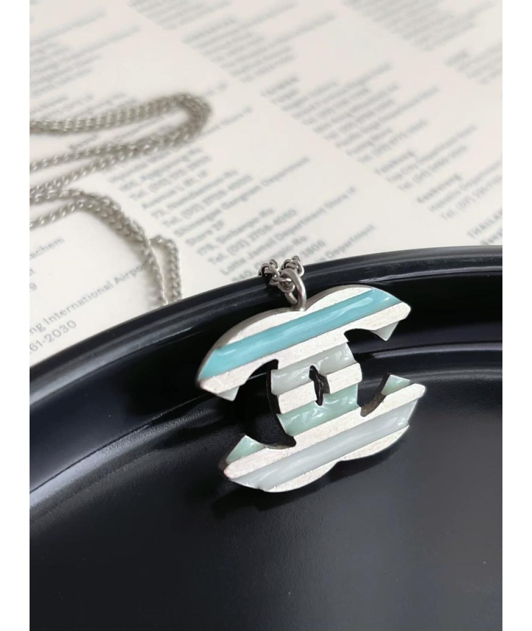 CHANEL Бирюзовый металлический кулон, фото 2