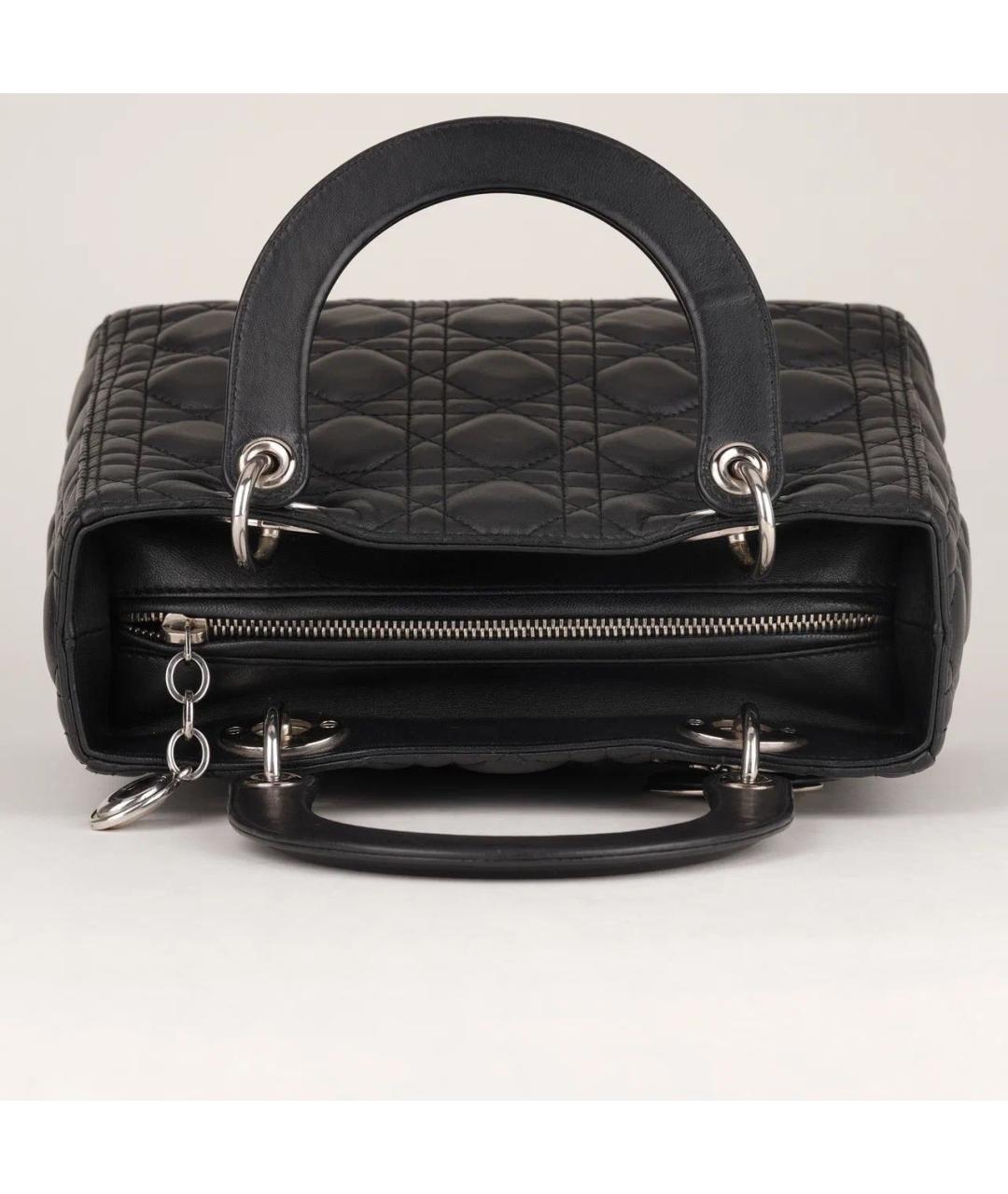 CHRISTIAN DIOR Черная кожаная сумка с короткими ручками, фото 6