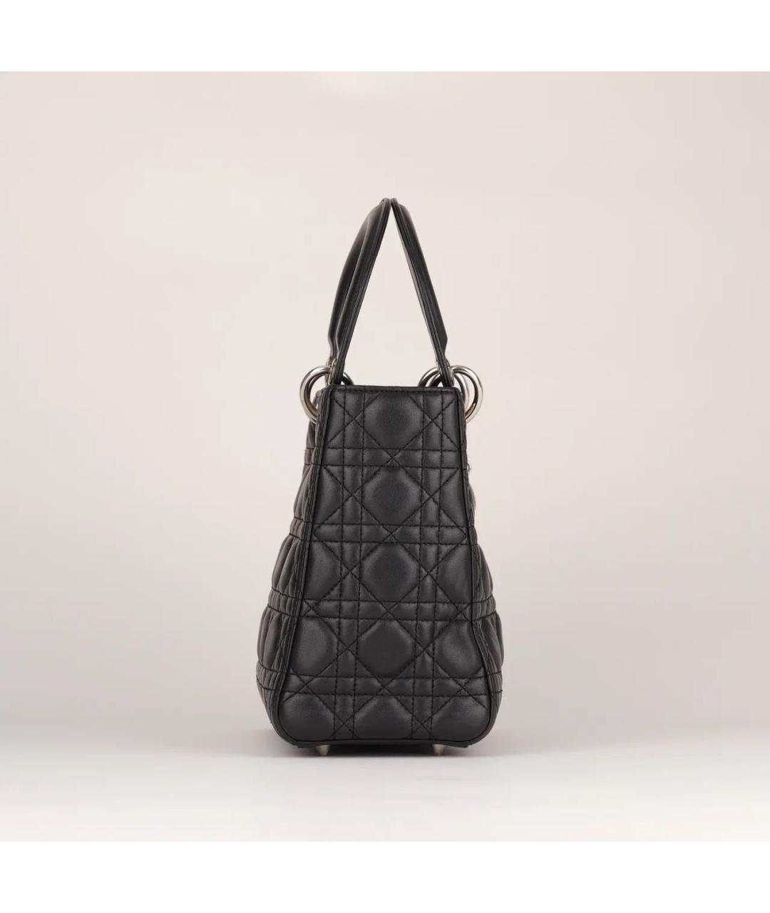 CHRISTIAN DIOR Черная кожаная сумка с короткими ручками, фото 3