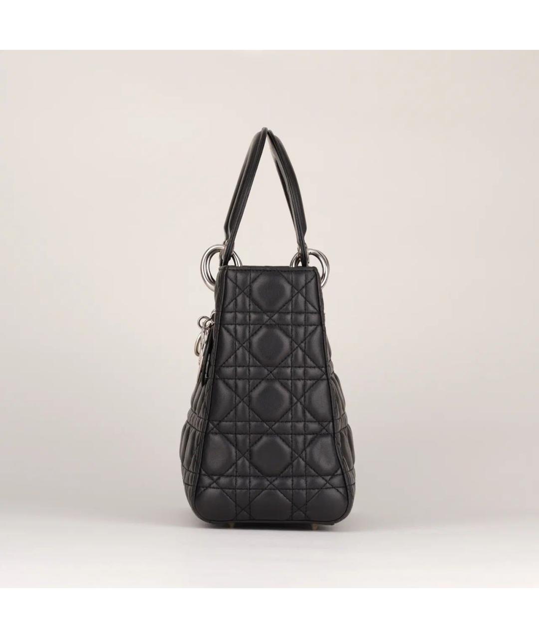 CHRISTIAN DIOR Черная кожаная сумка с короткими ручками, фото 4