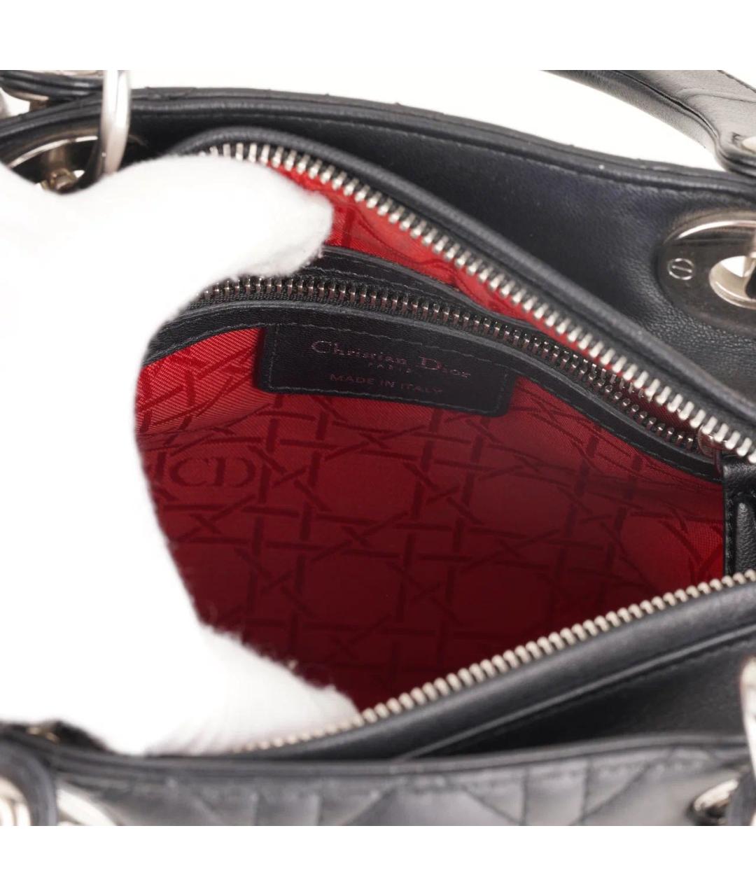 CHRISTIAN DIOR Черная кожаная сумка с короткими ручками, фото 7