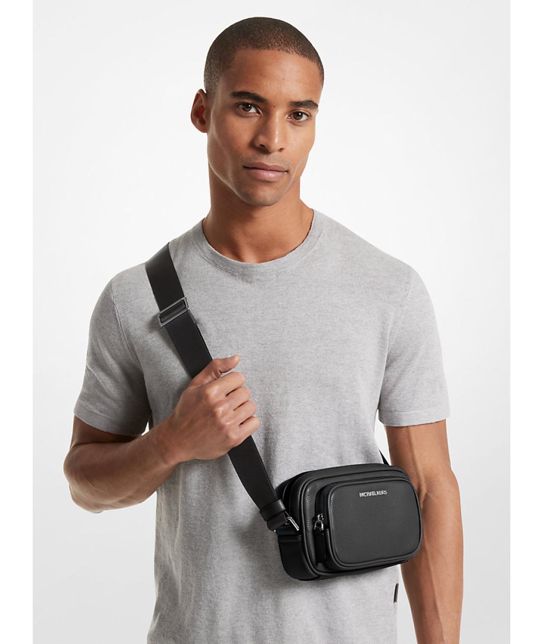 MICHAEL KORS Черная кожаная сумка на плечо, фото 3