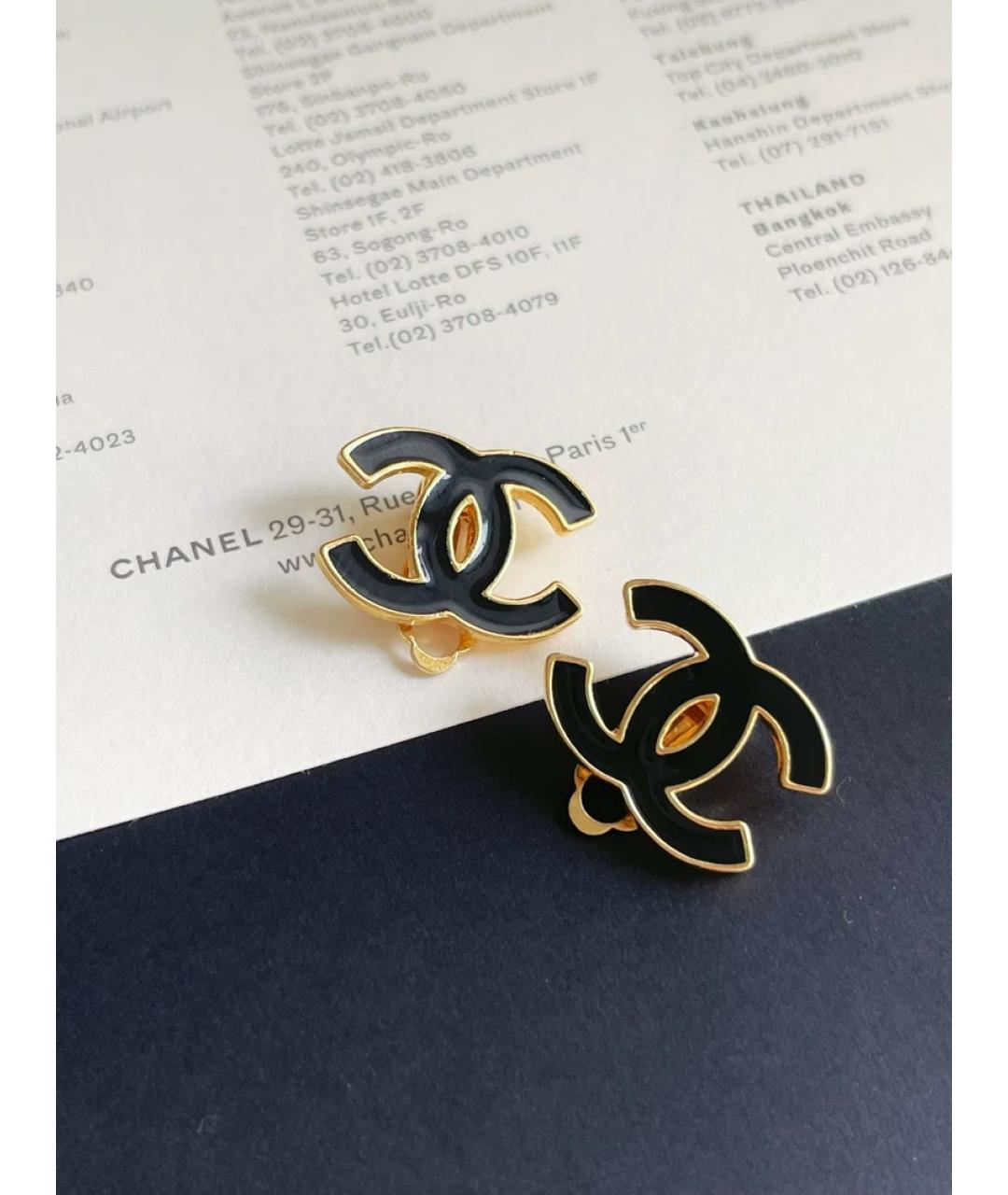 CHANEL Черные металлические серьги, фото 5