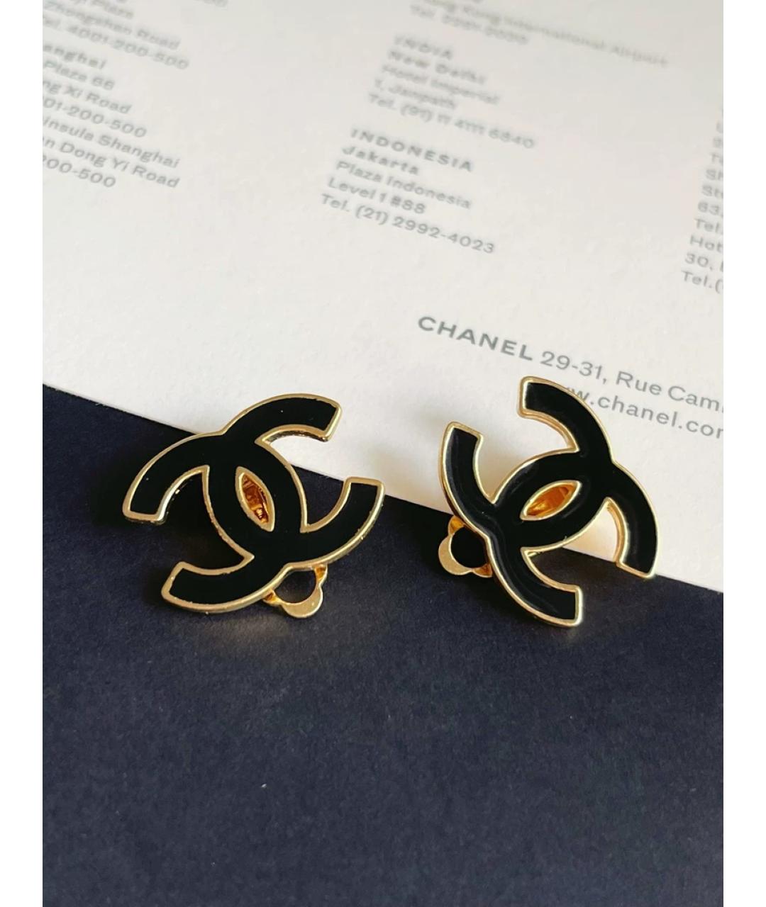 CHANEL Черные металлические серьги, фото 4