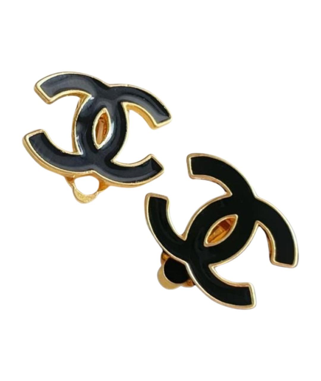 CHANEL Черные металлические серьги, фото 1