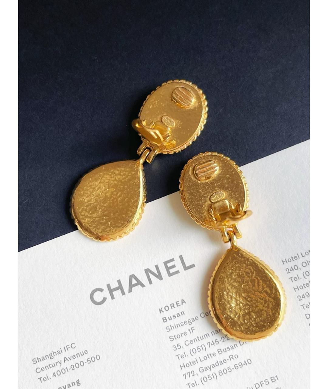 CHANEL Зеленые металлические серьги, фото 3