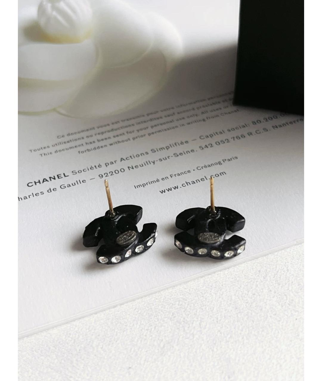 CHANEL Черные металлические серьги, фото 3