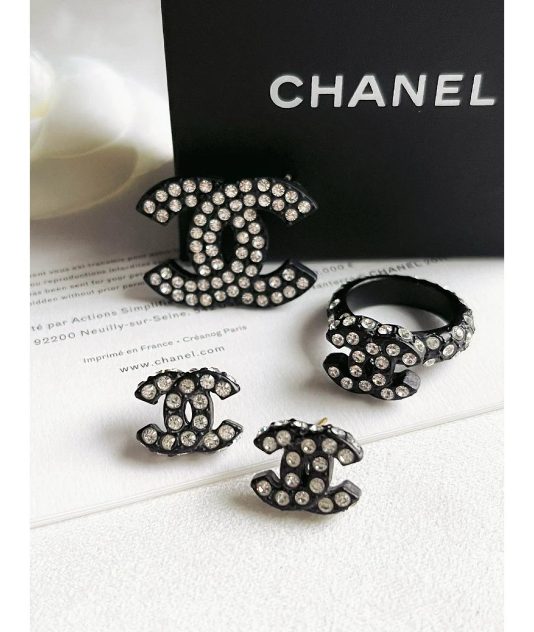 CHANEL Черные металлические серьги, фото 4