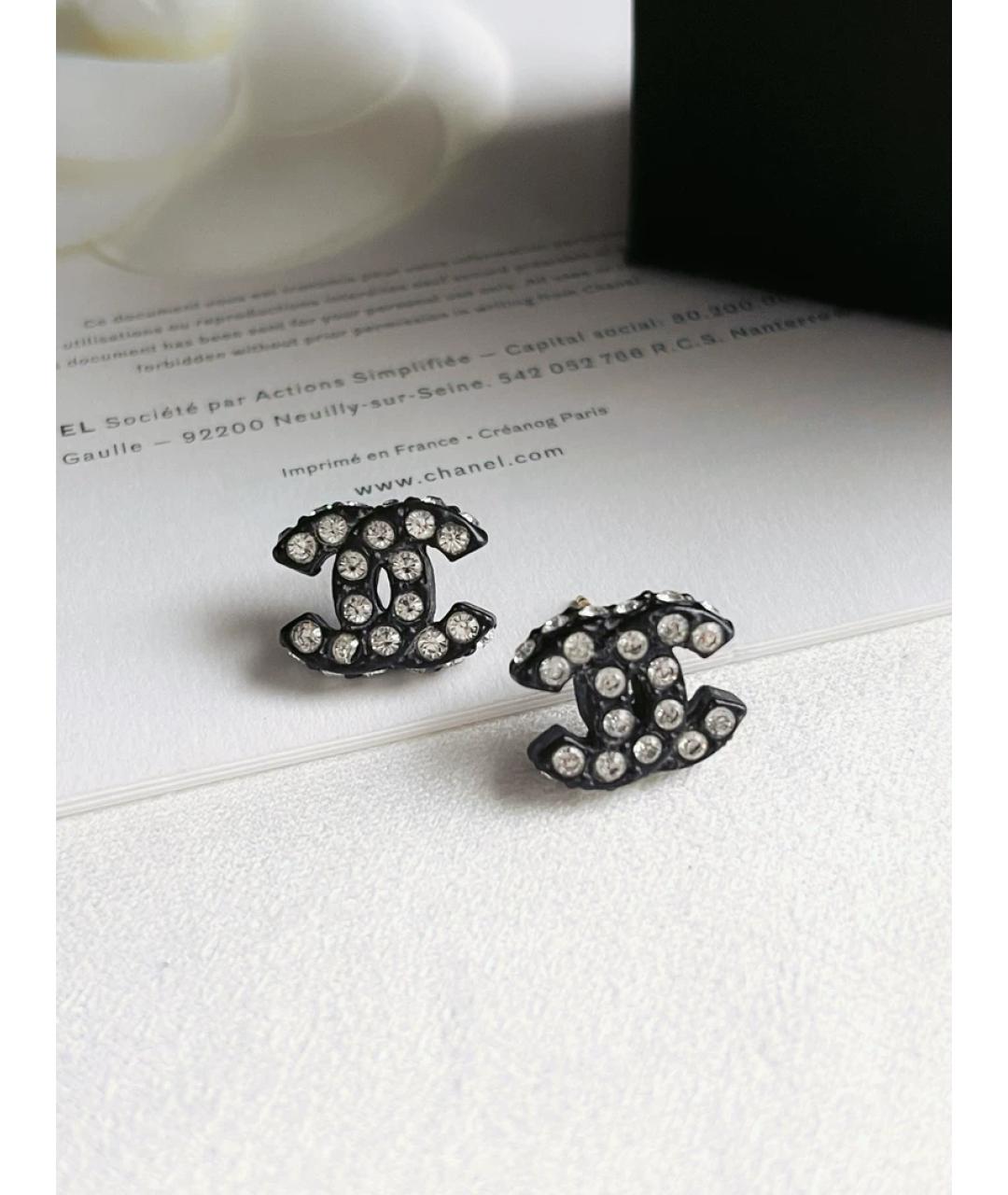 CHANEL Черные металлические серьги, фото 5