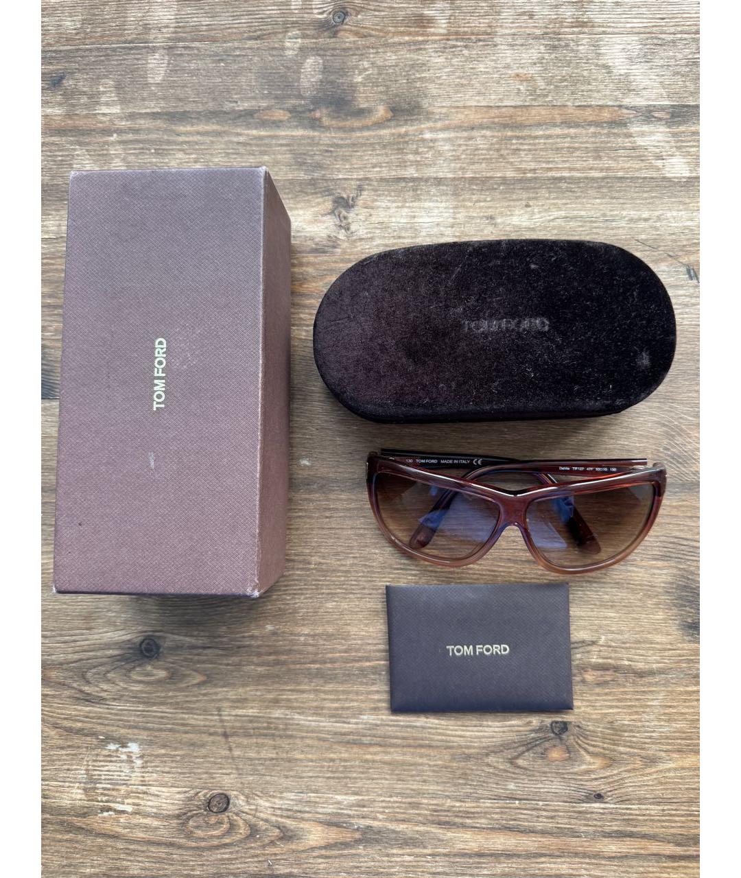 TOM FORD Коричневые пластиковые солнцезащитные очки, фото 4