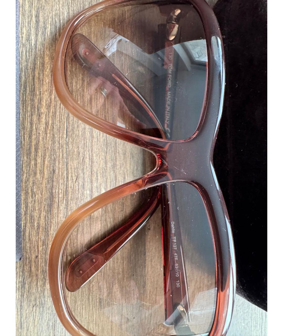 TOM FORD Коричневые пластиковые солнцезащитные очки, фото 6