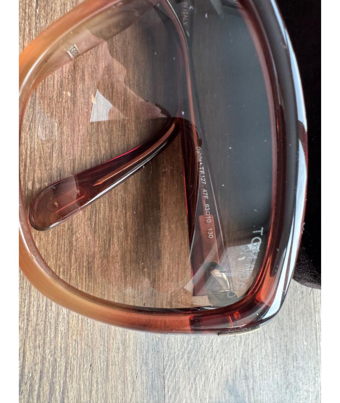 TOM FORD Коричневые пластиковые солнцезащитные очки, фото 5