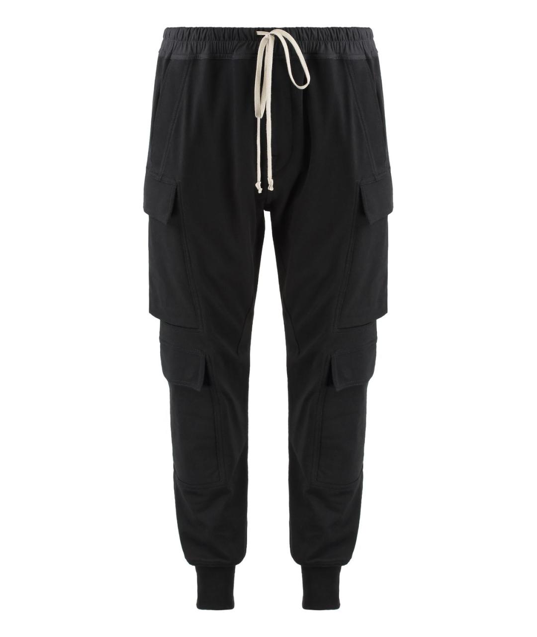 RICK OWENS Черные хлопковые повседневные брюки, фото 1