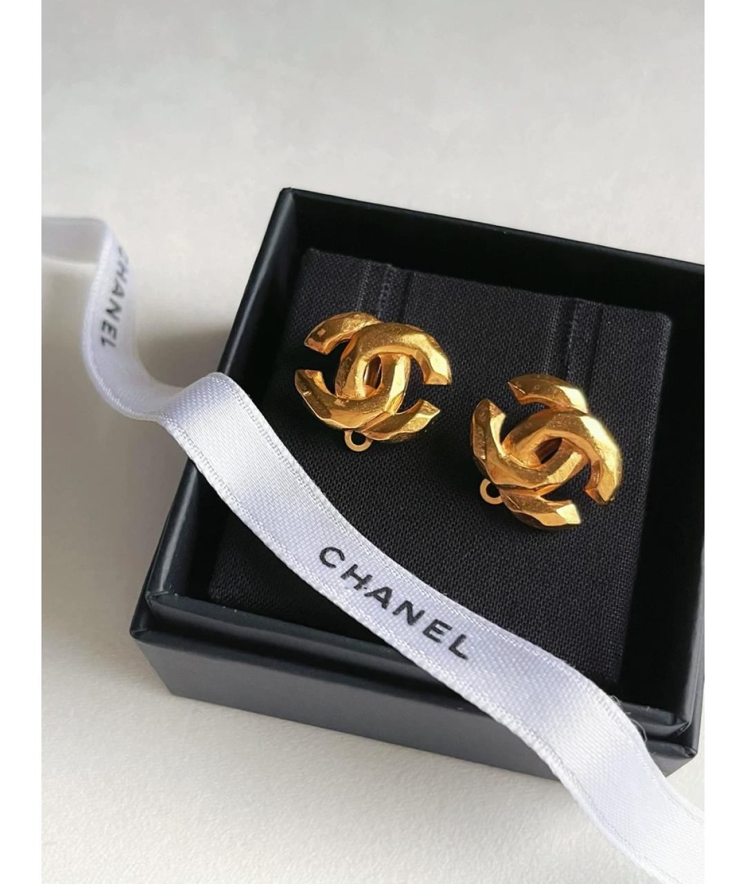 CHANEL Золотые металлические серьги, фото 4