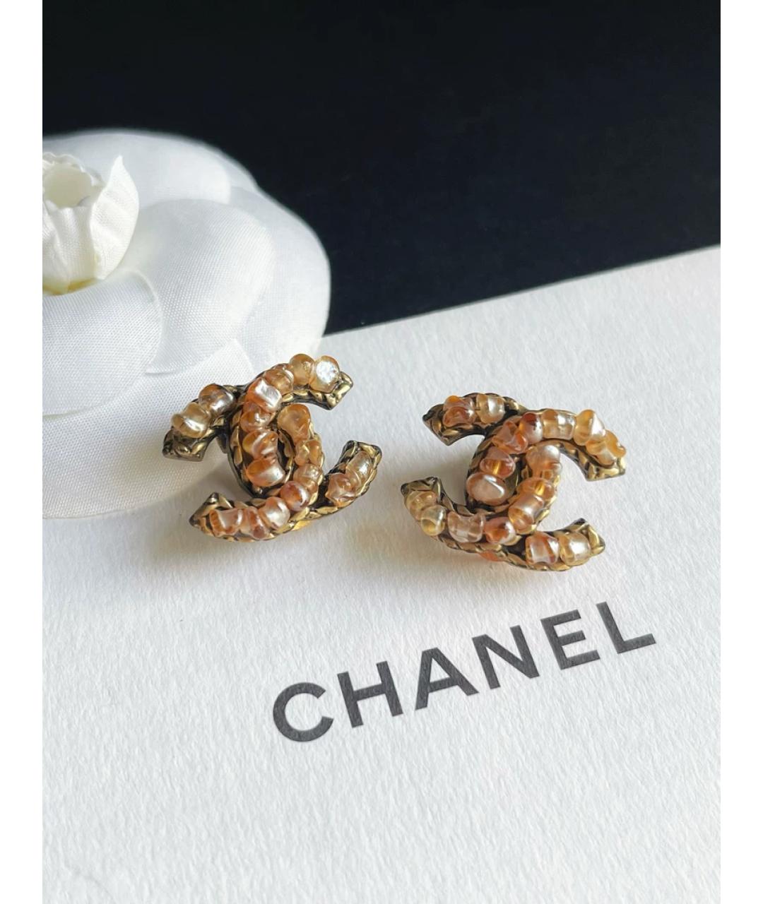 CHANEL Коричневые стеклянные серьги, фото 3