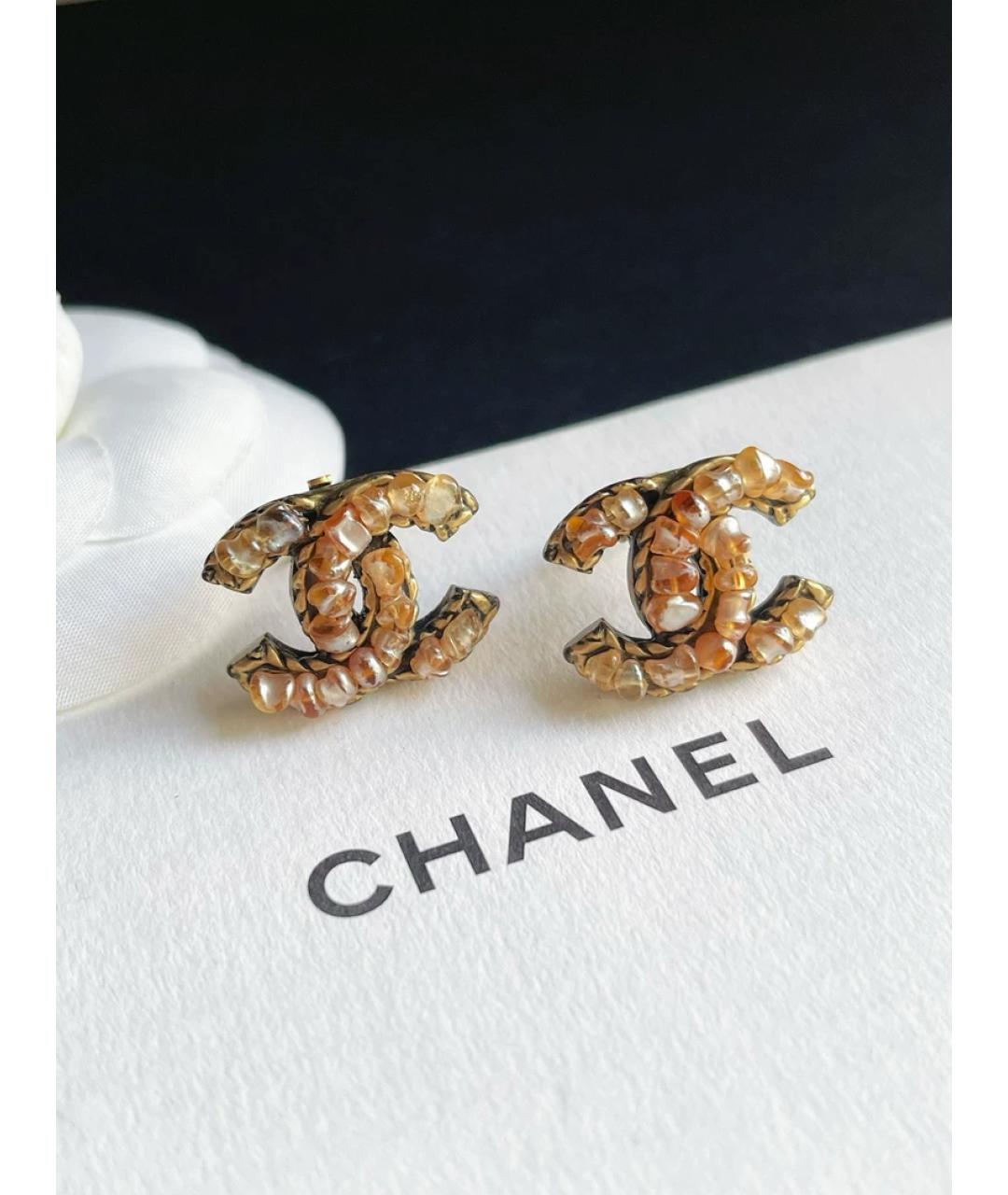 CHANEL Коричневые стеклянные серьги, фото 4