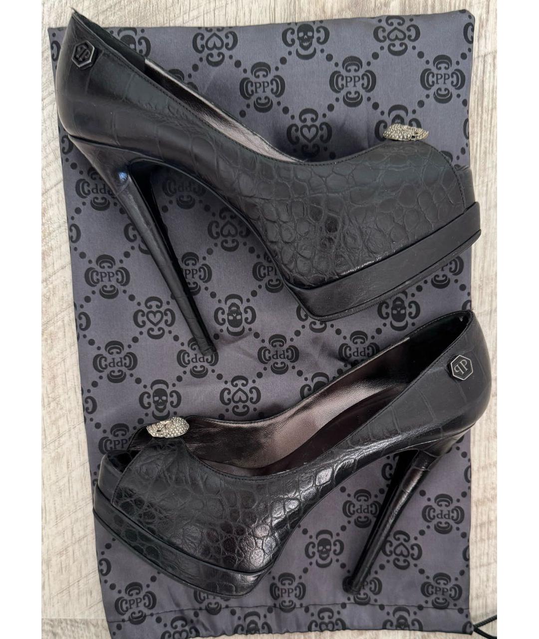 PHILIPP PLEIN Черные кожаные туфли, фото 8