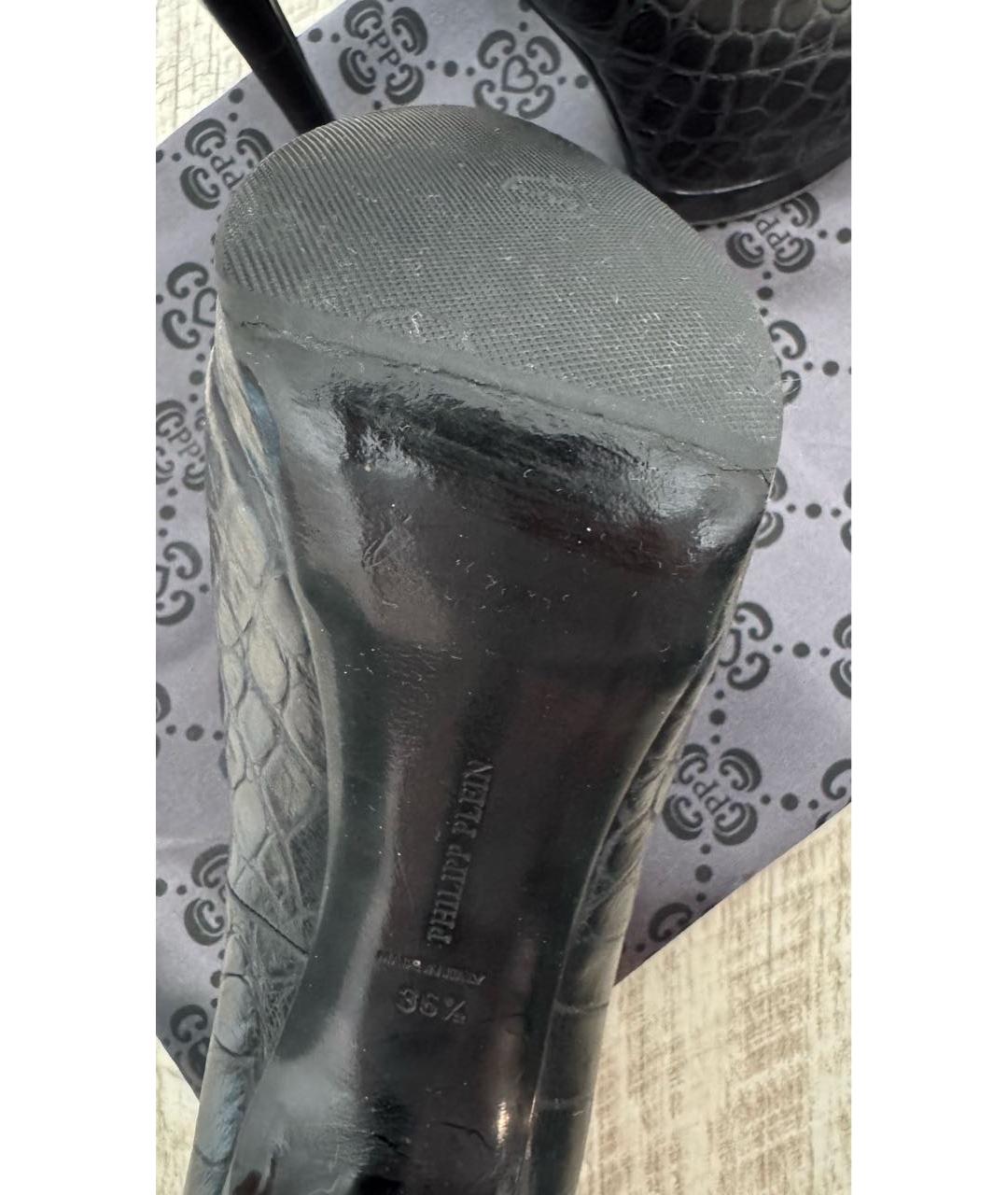 PHILIPP PLEIN Черные кожаные туфли, фото 6