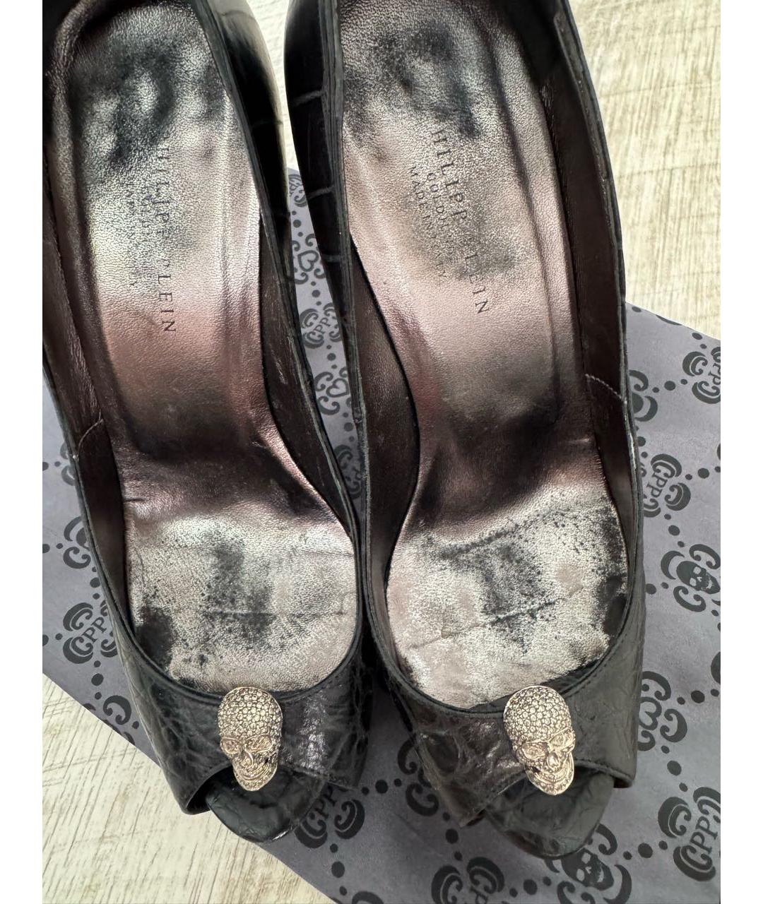 PHILIPP PLEIN Черные кожаные туфли, фото 3