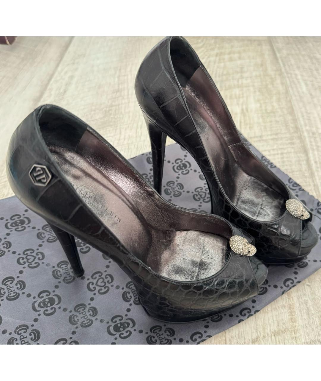 PHILIPP PLEIN Черные кожаные туфли, фото 2