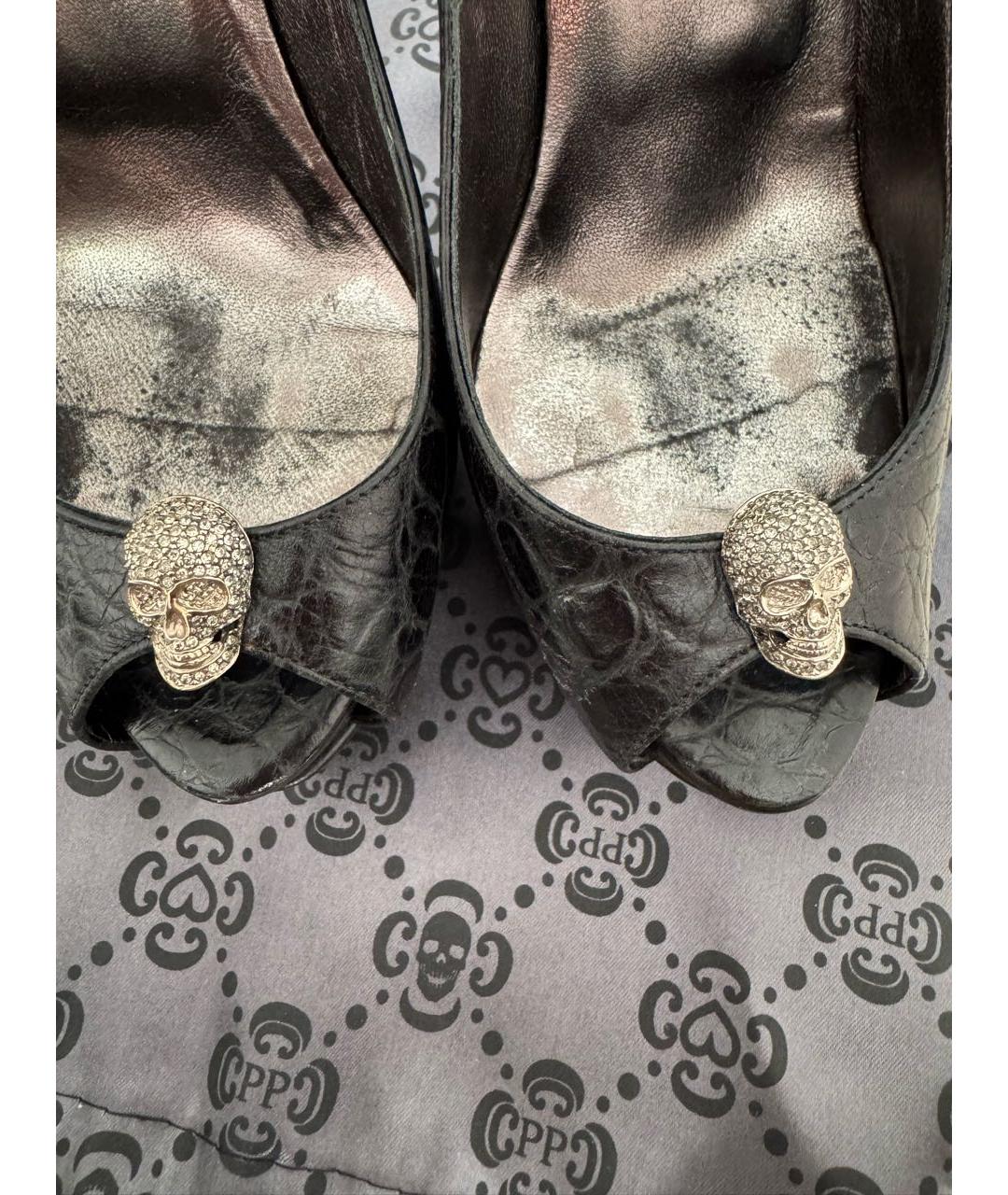 PHILIPP PLEIN Черные кожаные туфли, фото 5