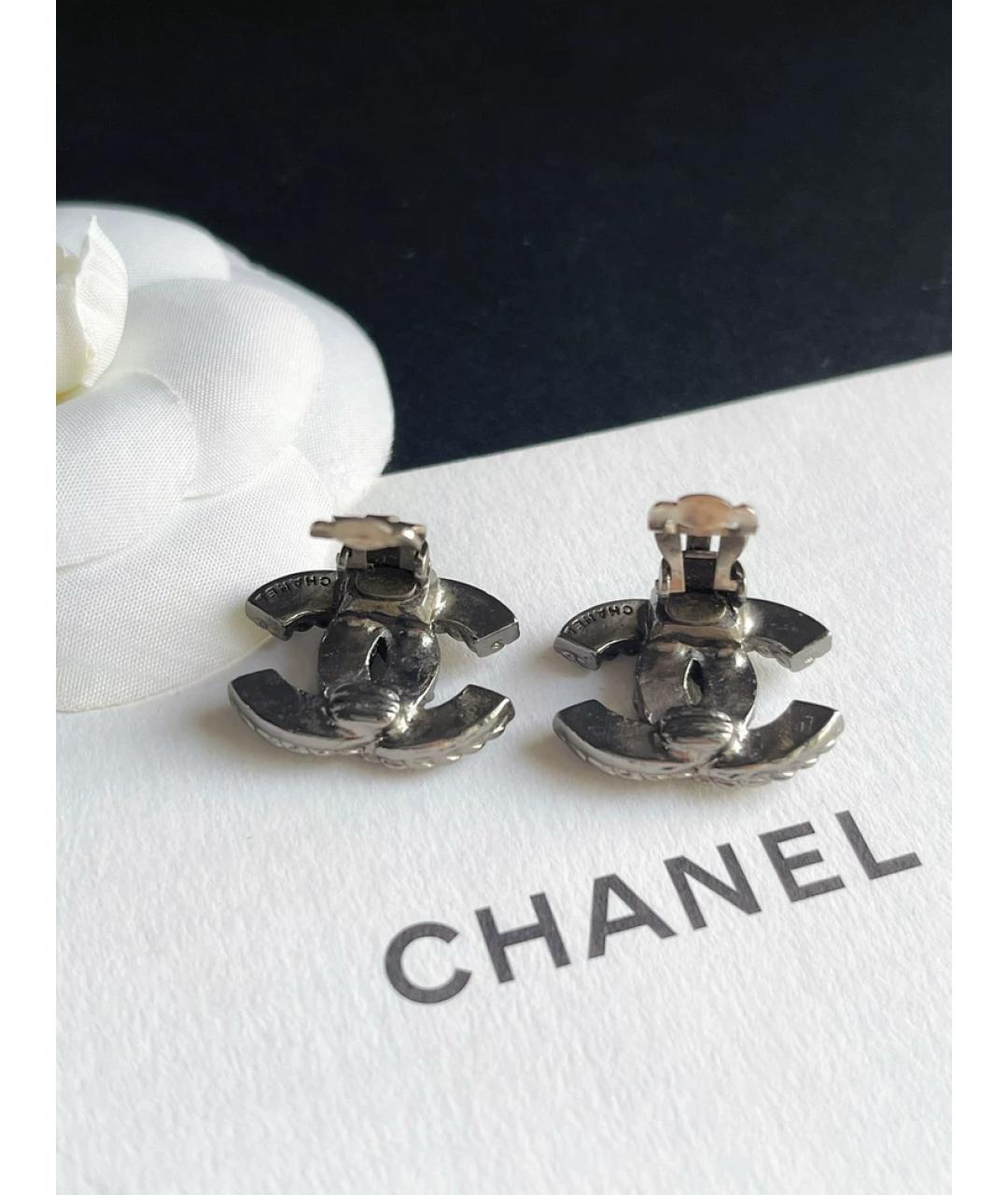 CHANEL Серебряные стеклянные клипсы, фото 2