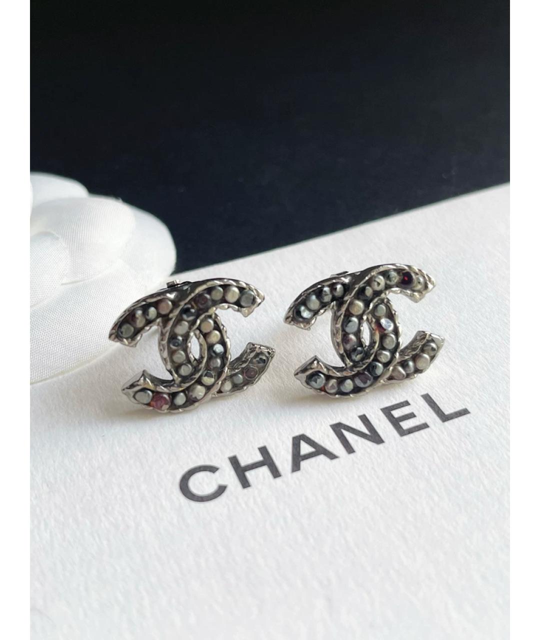 CHANEL Серебряные стеклянные клипсы, фото 4