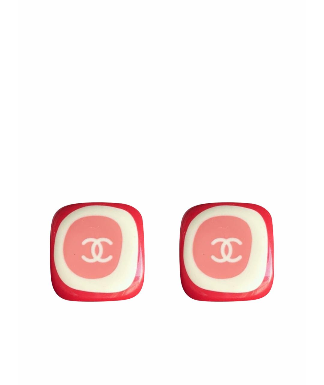 CHANEL Красные металлические серьги, фото 1