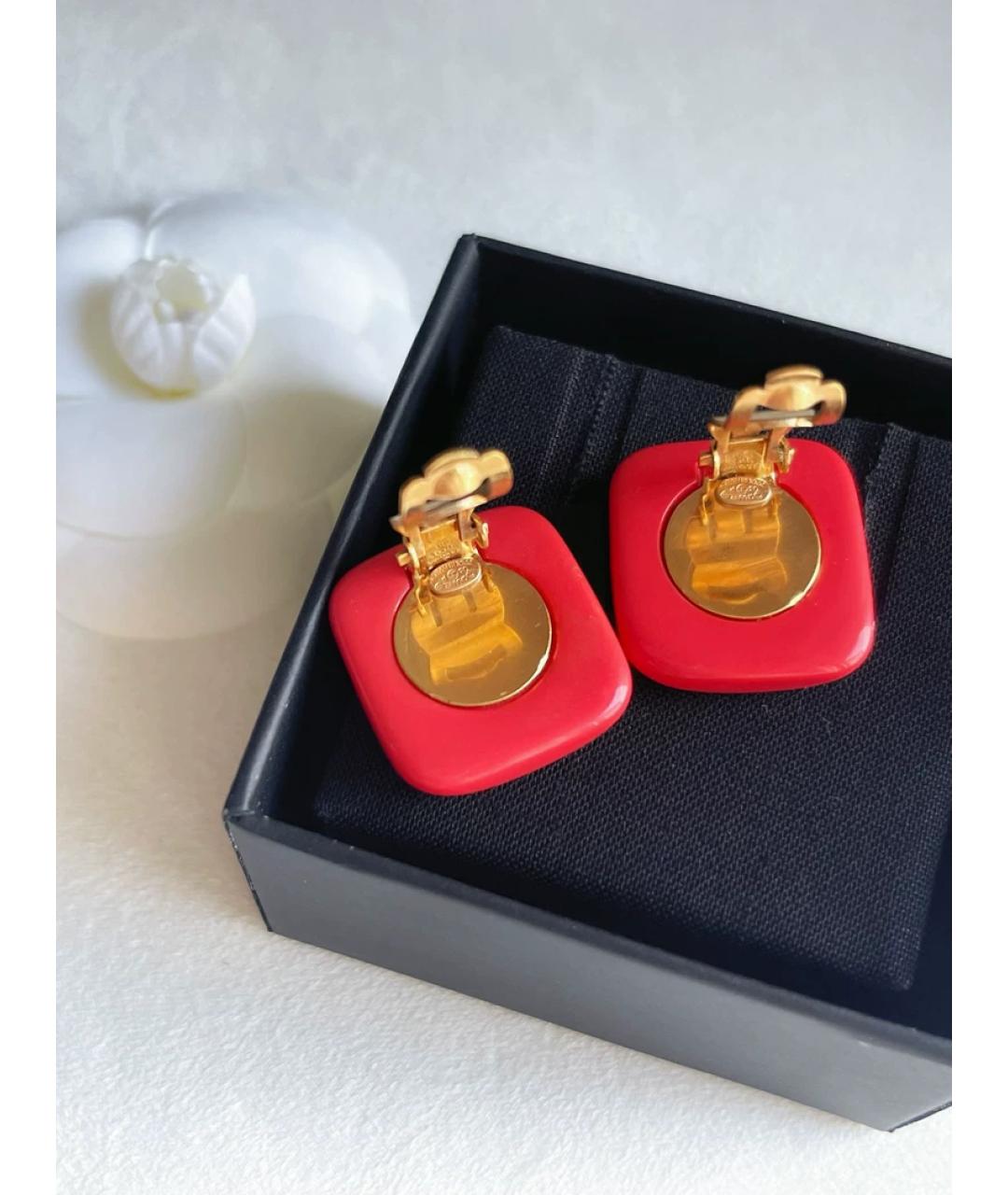 CHANEL Красные металлические серьги, фото 2