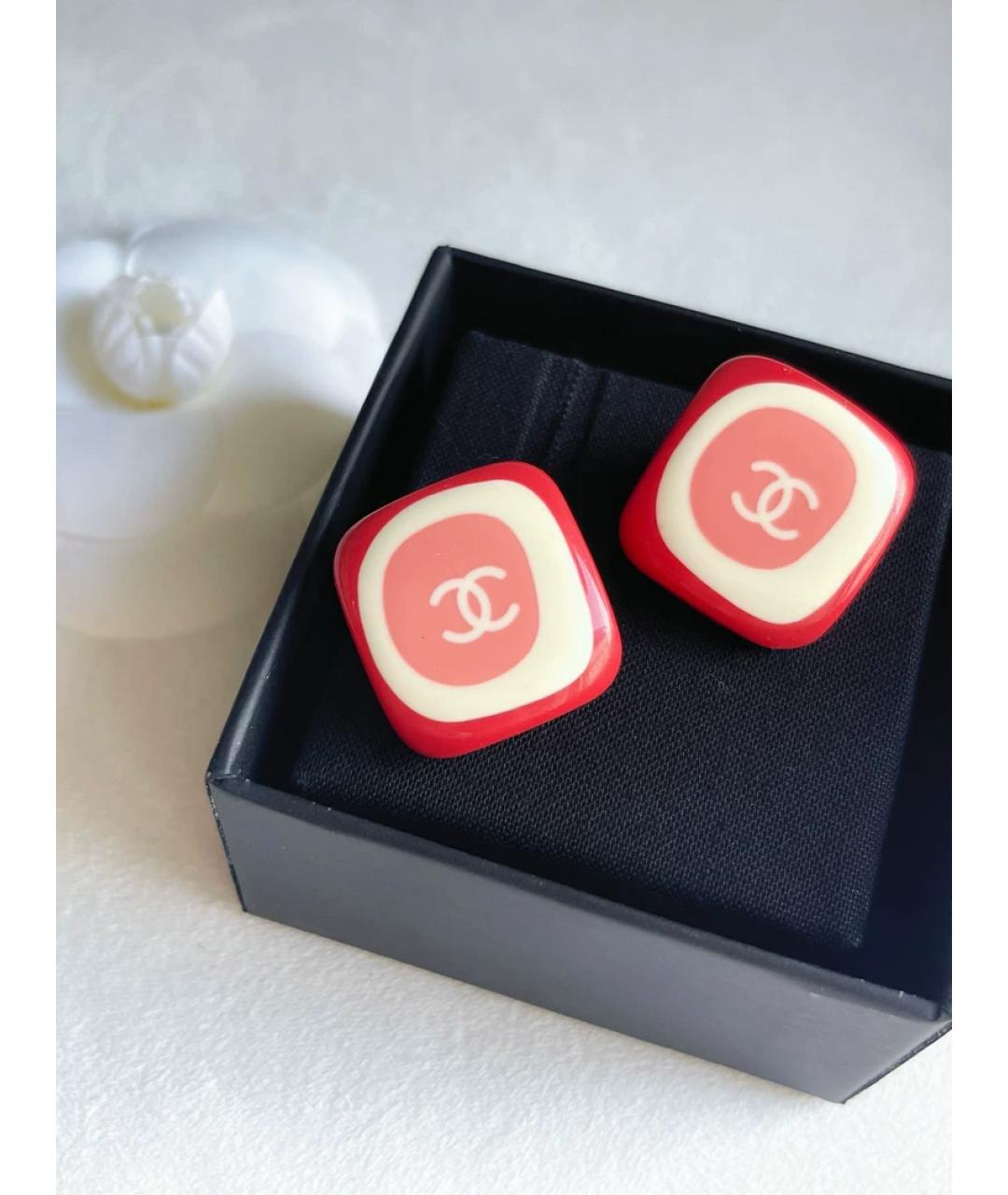 CHANEL Красные металлические серьги, фото 4