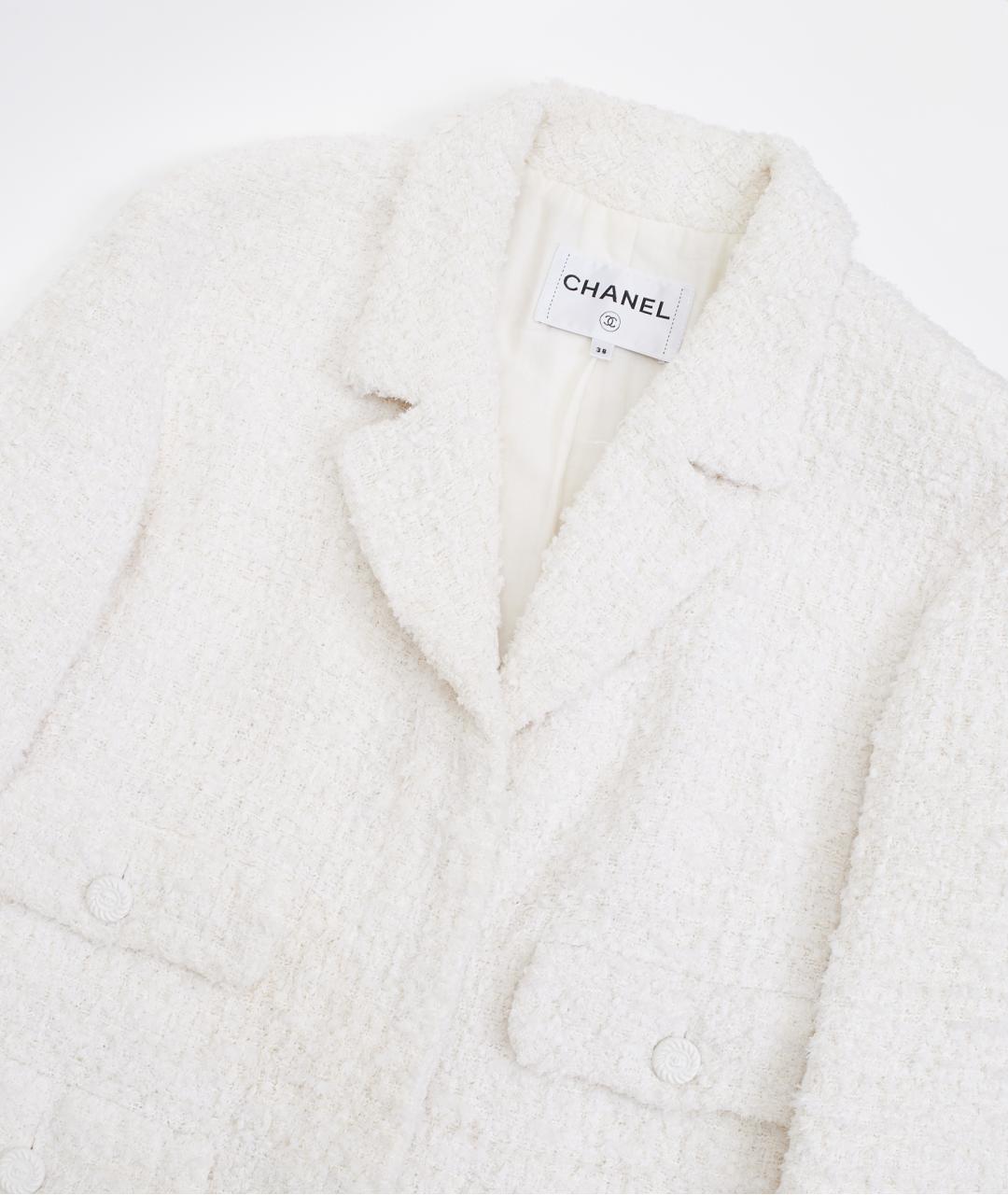 CHANEL Белый твидовый жакет/пиджак, фото 5