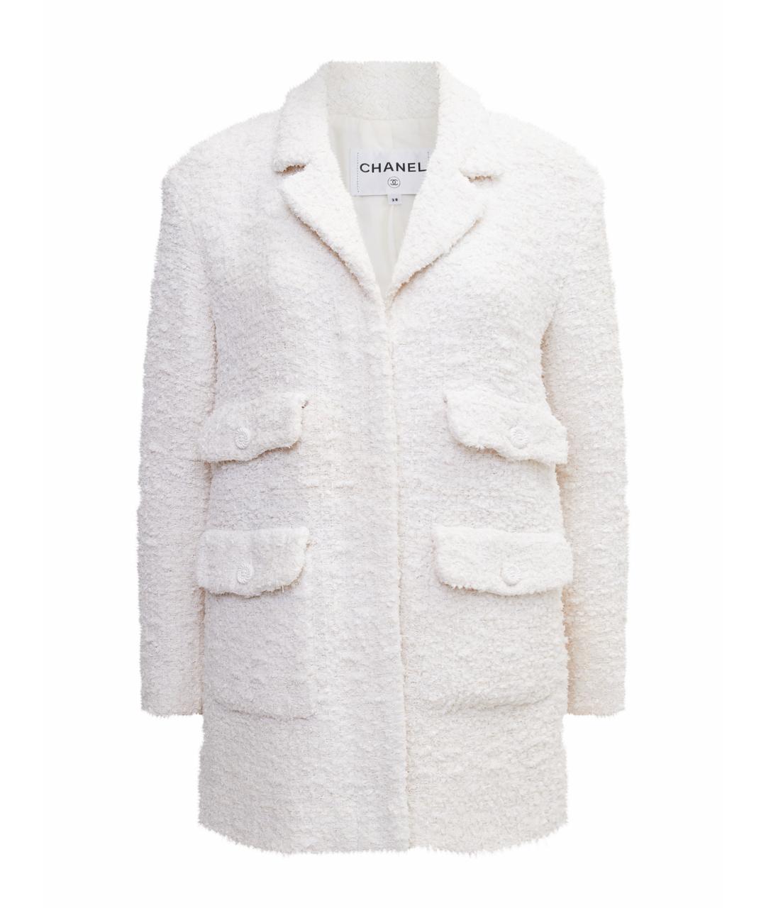 CHANEL Белый твидовый жакет/пиджак, фото 1