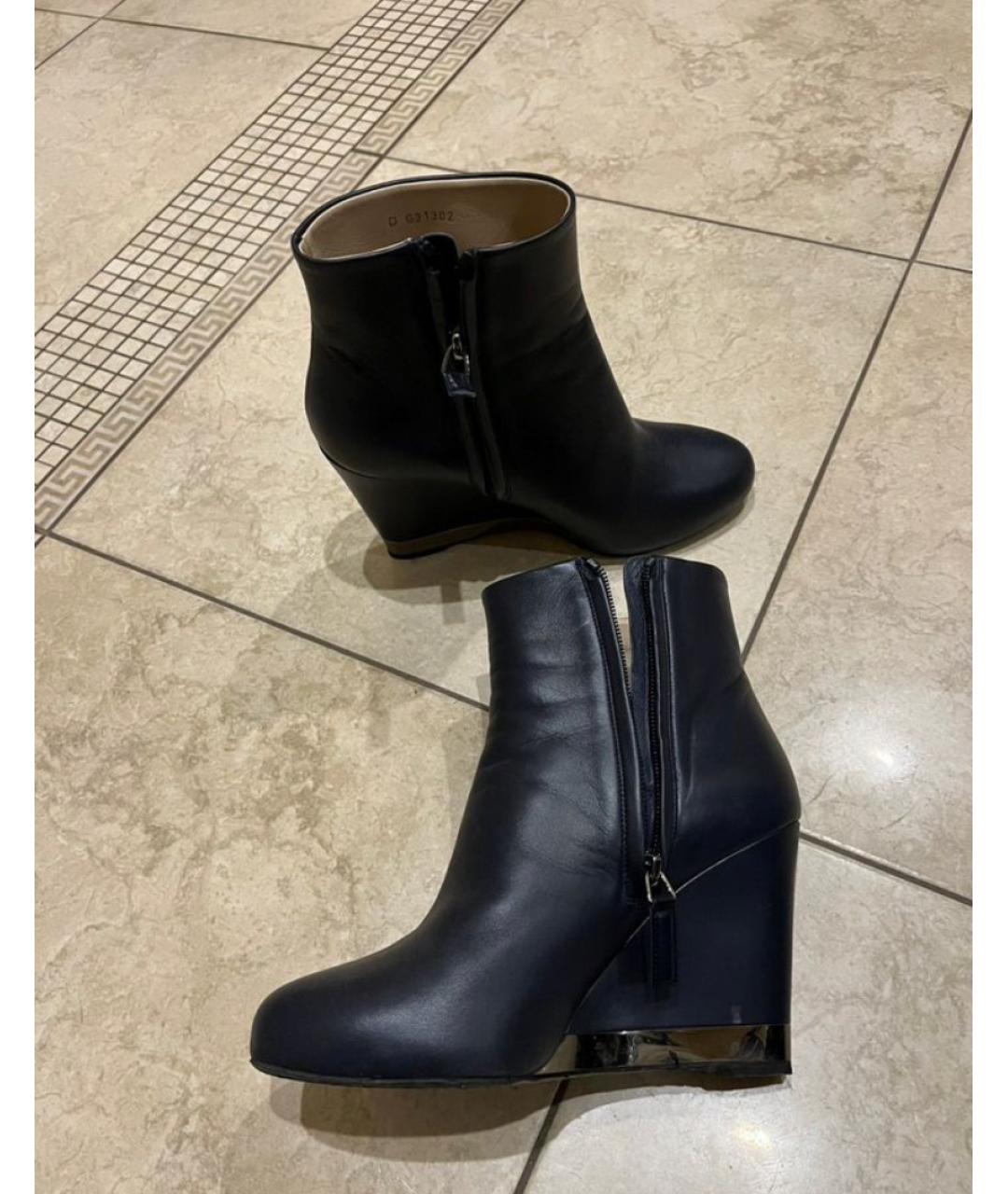 CHANEL Темно-синие кожаные ботильоны, фото 2