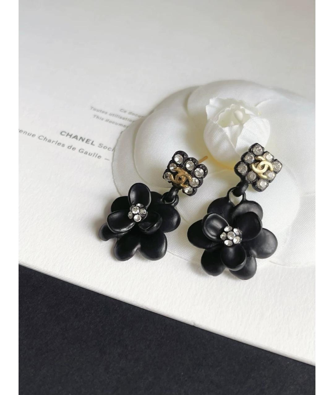 CHANEL Черные пластиковые серьги, фото 3