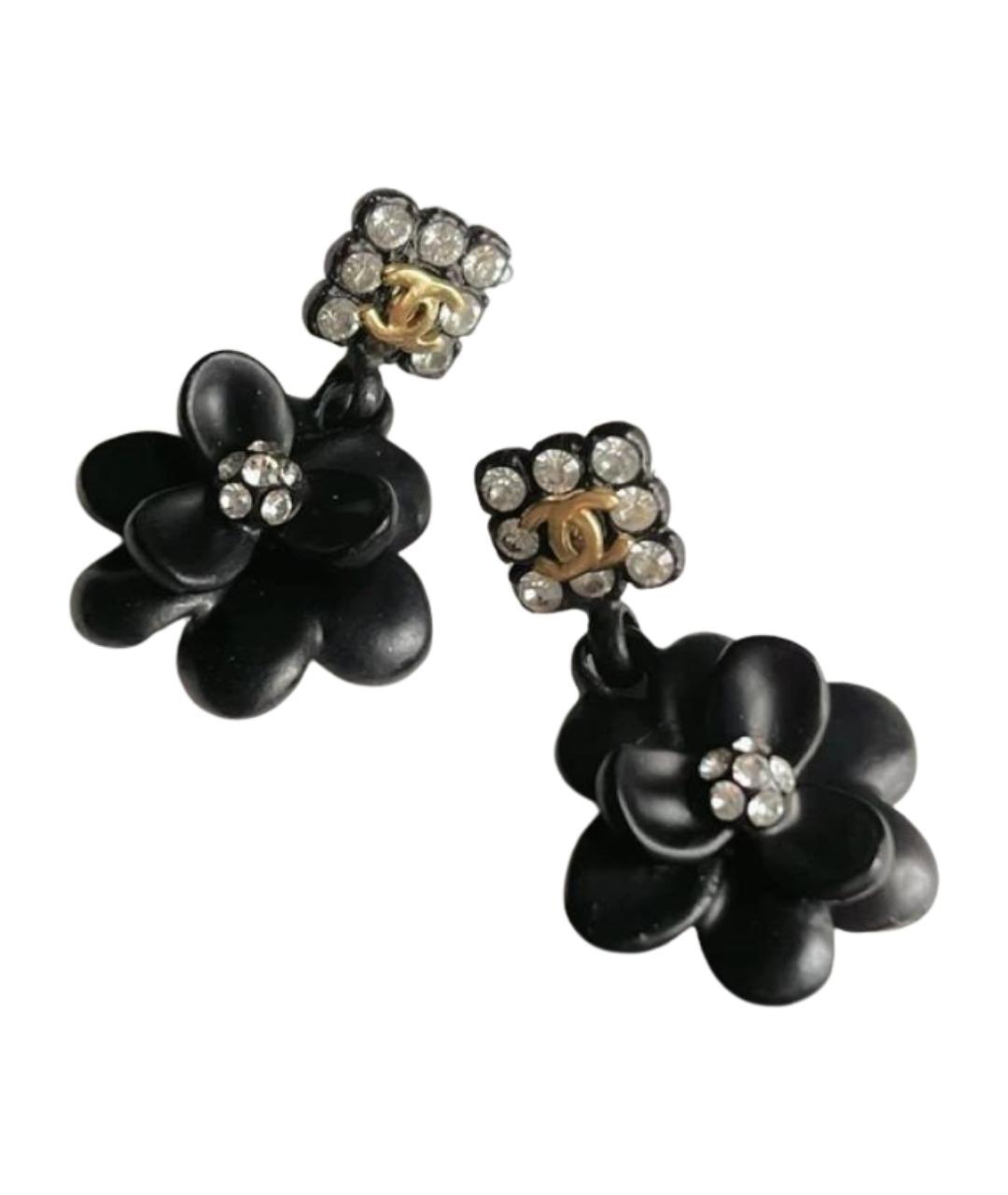 CHANEL Черные пластиковые серьги, фото 1