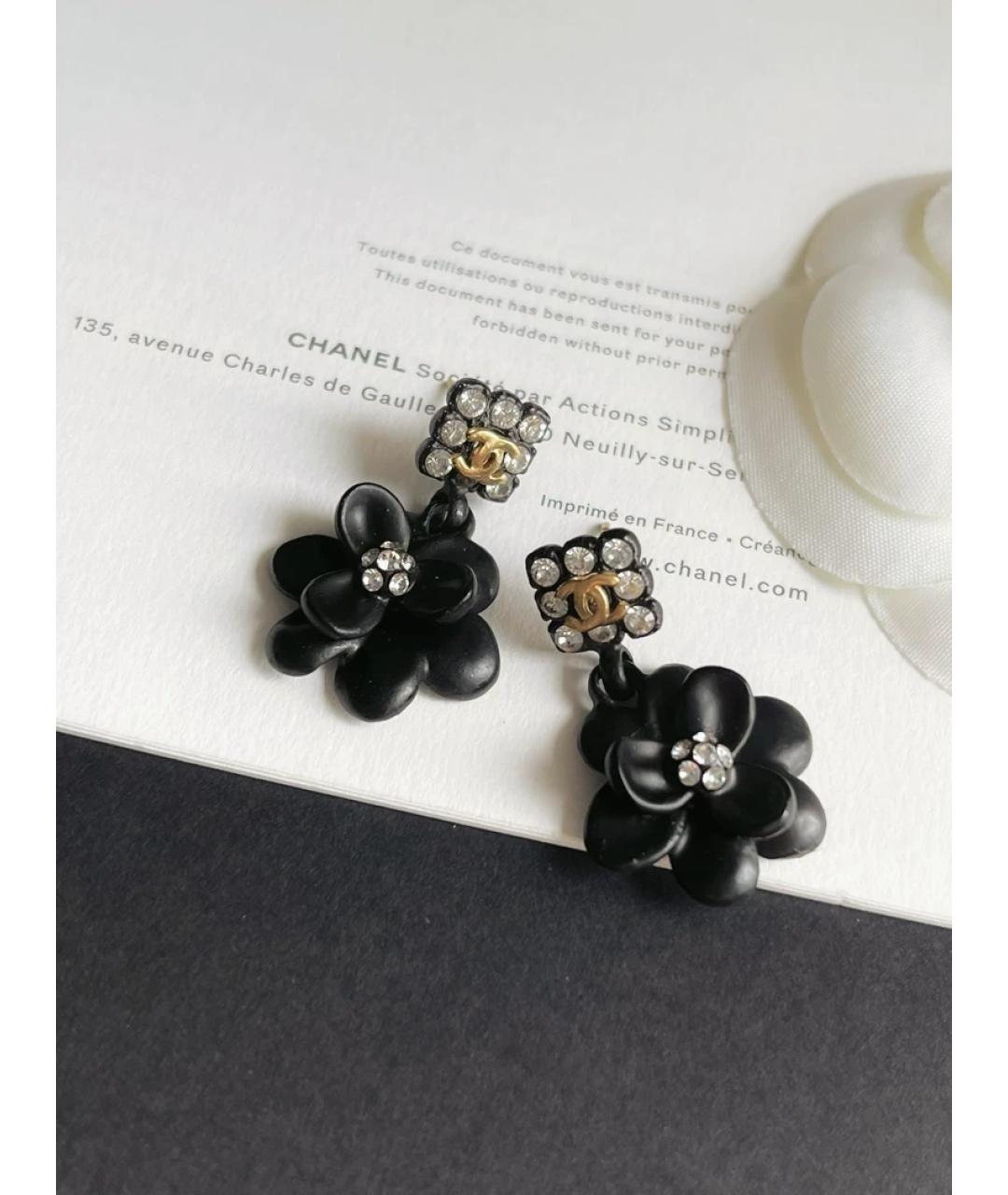 CHANEL Черные пластиковые серьги, фото 4